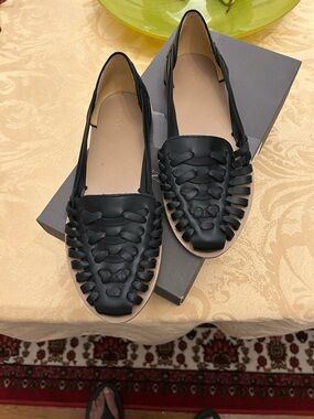 Nisolo Black Woven Leather Slip-Ons